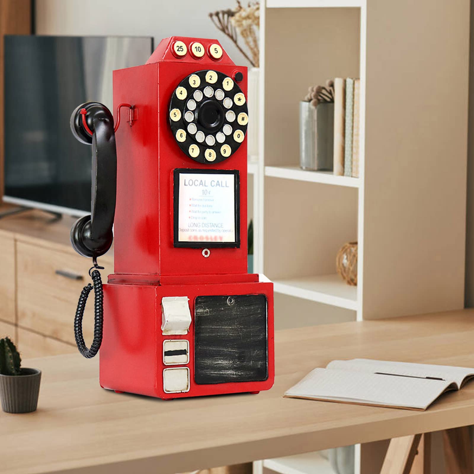 ヴィンテージ 電話　インテリア　ディスプレイ Amazon.com: Antique Telephone - Red Rotary Dial Landline Phone